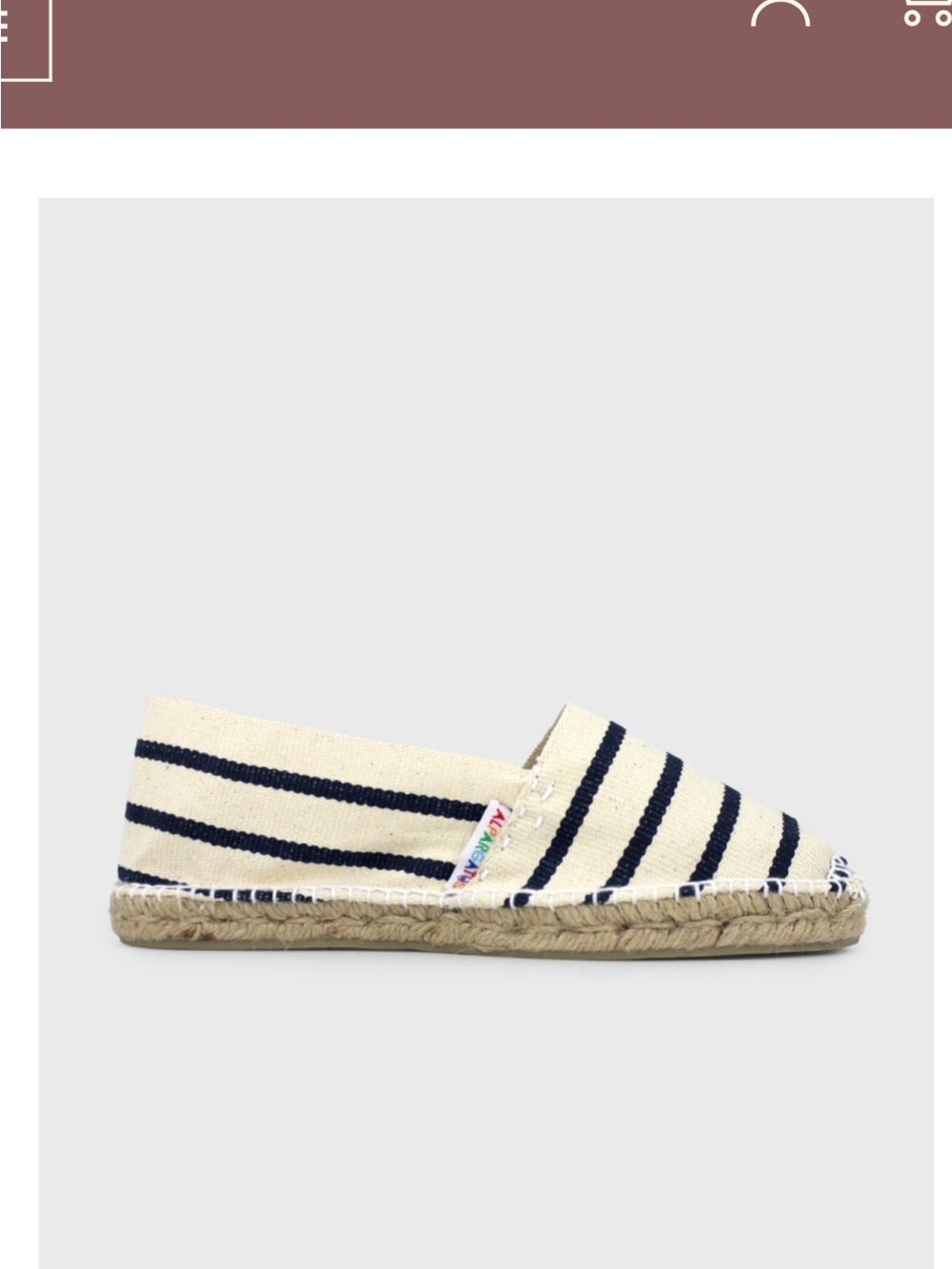 New size EU 39 Alpargatus classic sailor cream and navy jute espadrille handmade